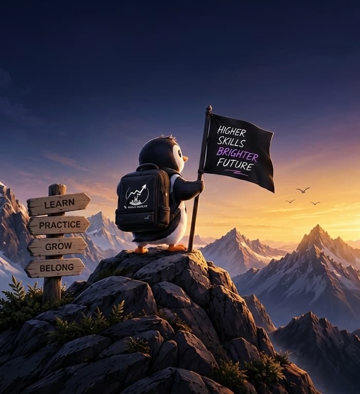 Skills Catalyst Penguin Explorer atop mountain summit